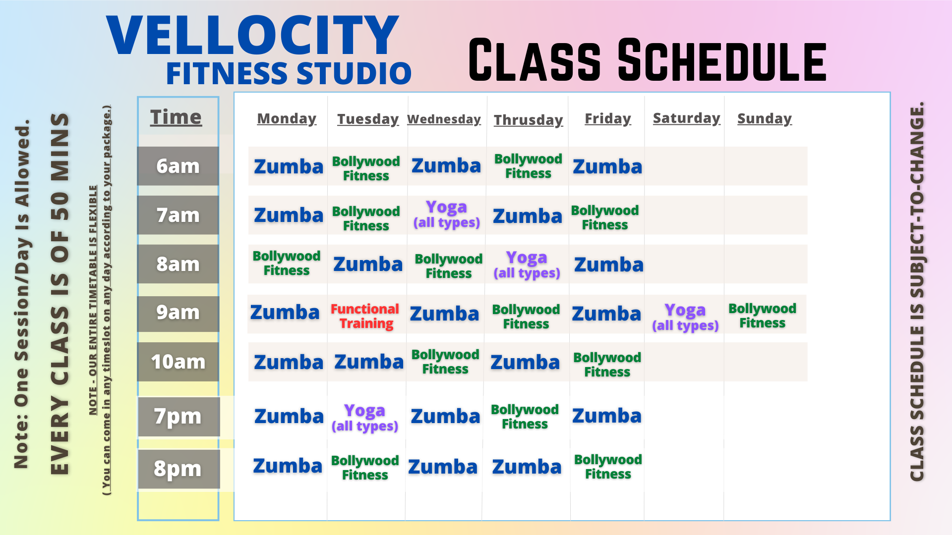 Class Schedule Timetable